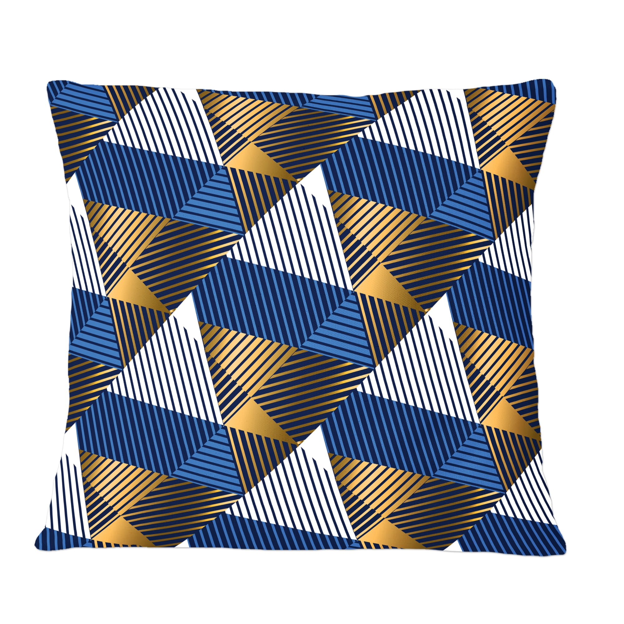 Designart Retro Luxury Waves In Gold And Blue V' Mid-Century Modern Throw Pillow - 12x20
