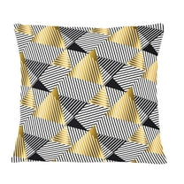 Designart Retro Luxury Waves In Gold And Blue VI' Mid-Century Modern Throw Pillow - 12x20