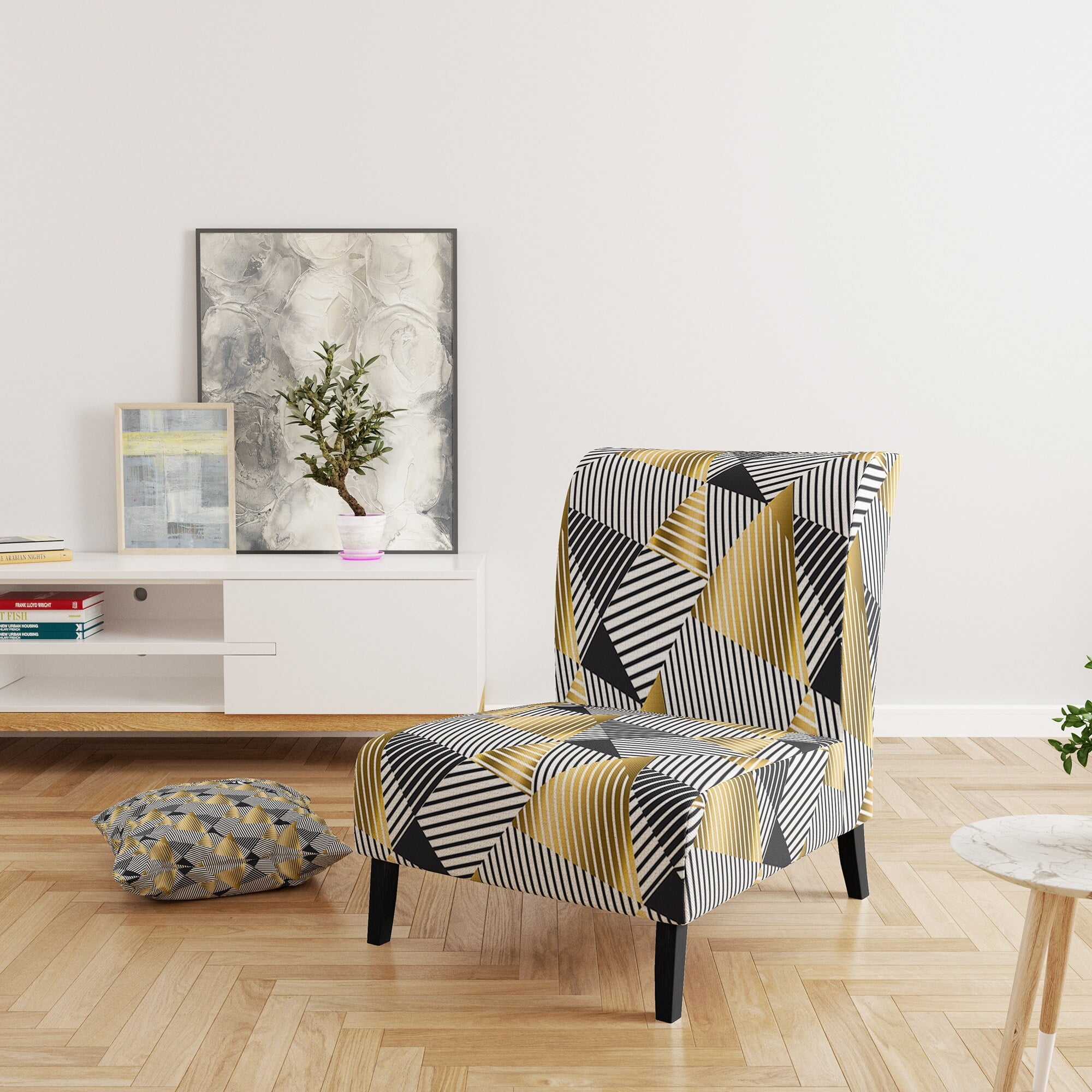 Fabric Accent Geometric Upholstered Chairs Century Modern