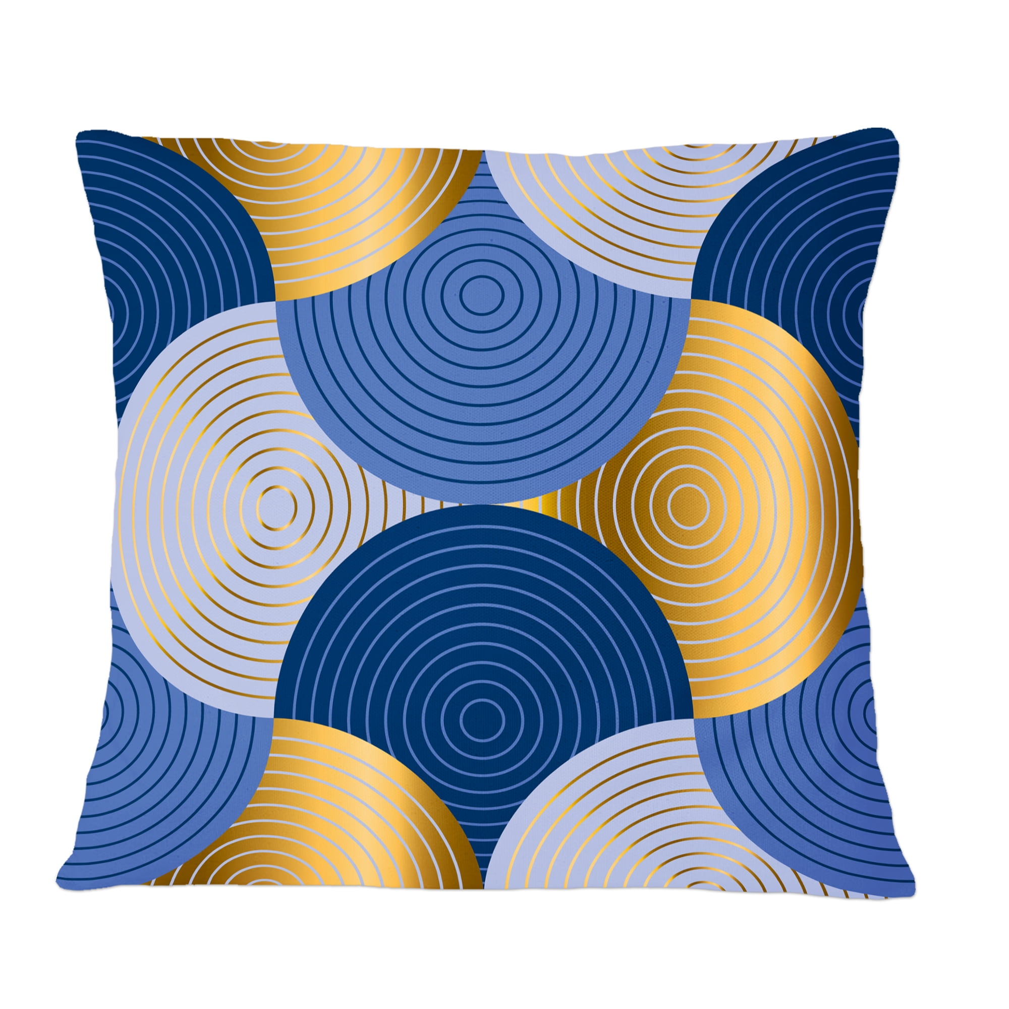 Designart Retro Luxury Waves In Gold And Blue X' Mid-Century Modern Throw Pillow - 12x20