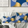 thumbnail image 1 of Designart Retro Luxury Waves In Gold And Blue X' Mid-Century Modern Throw Pillow - 18x18, 1 of 2