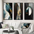 thumbnail image 1 of Designart "Retro Minimalism Pirouette In Turquoise V" Modern Geometric Framed Wall Art Set Of 3 - Gold Abstract Frame Gallery Wall Set For Home Decor, 1 of 7