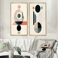 thumbnail image 1 of Designart "Retro Minimalist Moon Harmony Lovely Rhythms I" Transitional Framed Wall Art Set Of 2 - Abstract Pink Frame Gallery Set For Office Decor, 1 of 6