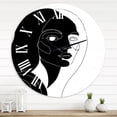 thumbnail image 1 of Designart 'Retro Monochrome Minimal Portrait Of Young Woman' Modern Wall Clock, 1 of 5