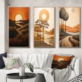 thumbnail image 1 of Designart "Retro Mountain Meadows Golden Sunset IV" Meadow Framed Wall Art Set Of 3 - Orange Traditional Frame Gallery Wall Set For Home Decor, 1 of 6