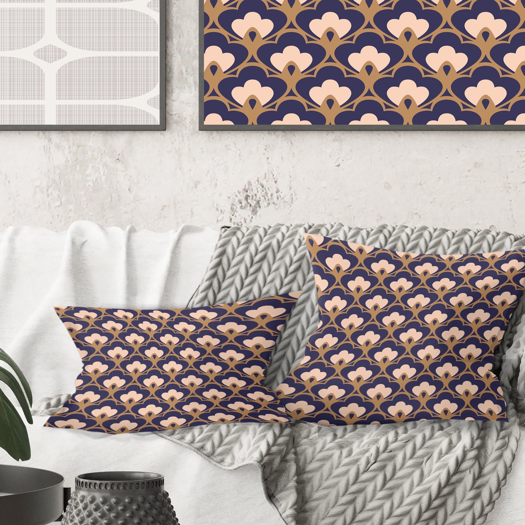 Designart Retro Ornamental Design IX' Mid-Century Modern Throw Pillow - 18x18