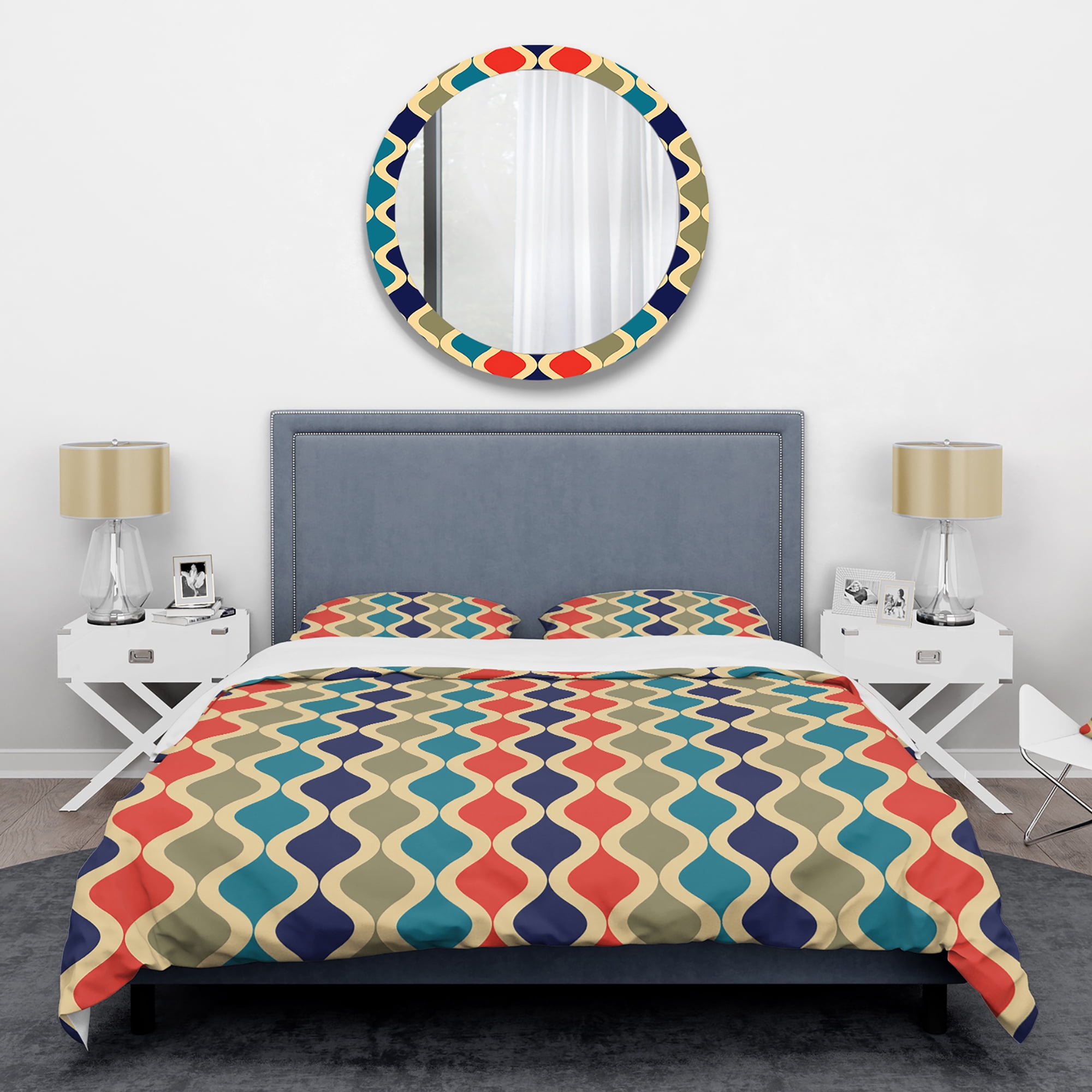Designart 'Retro Ornamental Design VI' Mid-Century Modern Duvet Cover Set