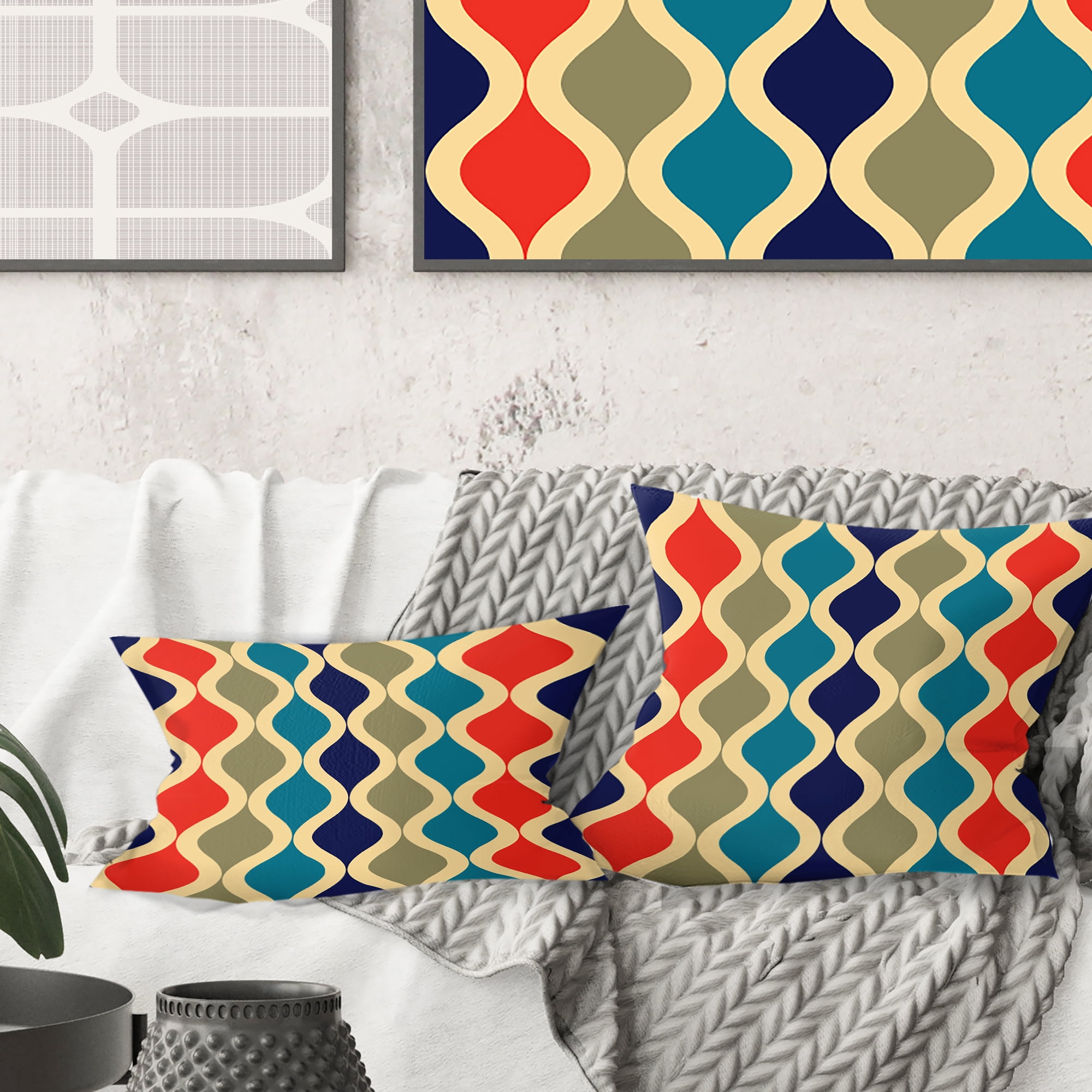 Designart Retro Ornamental Design VI' Mid-Century Modern Throw Pillow - 18x18