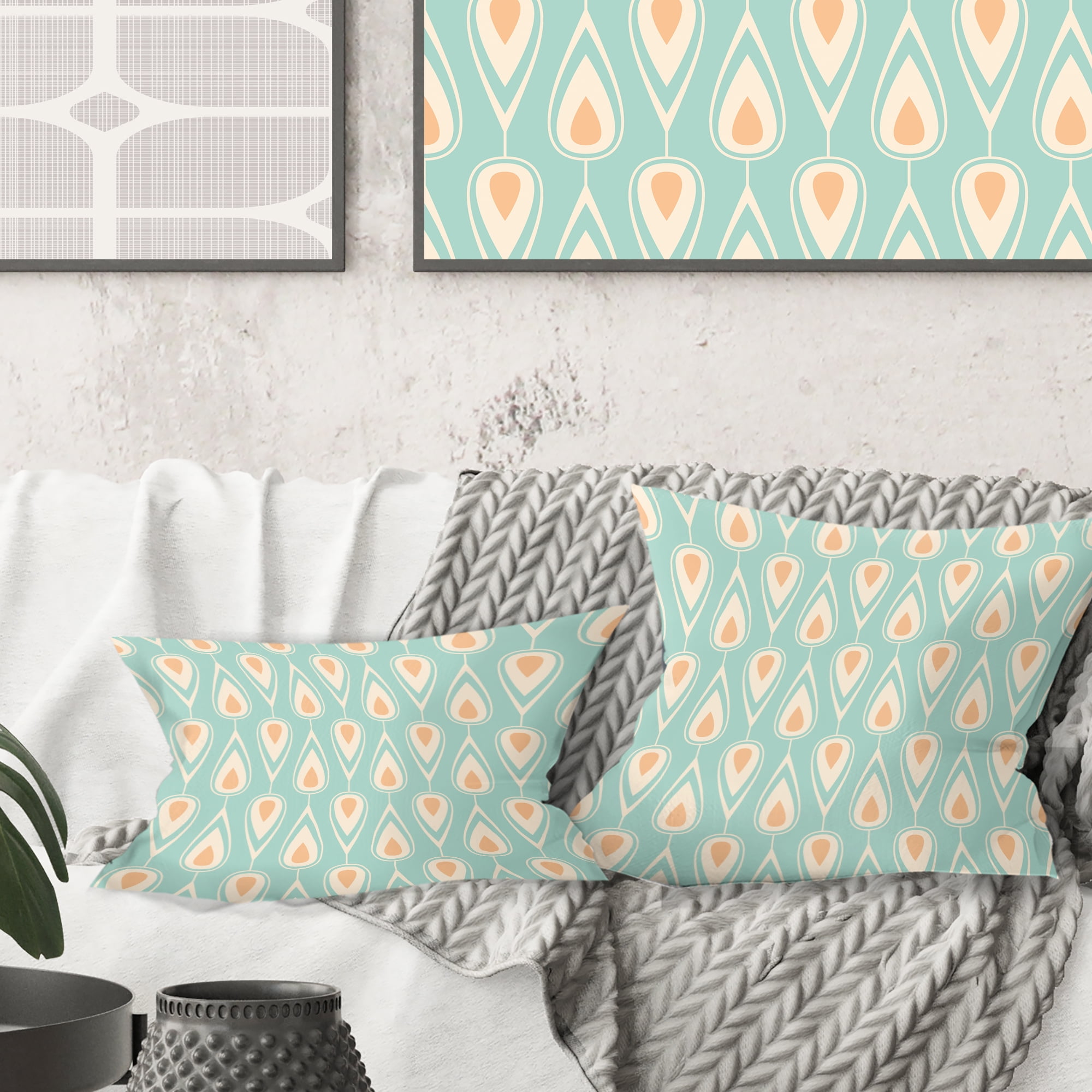 Designart Retro Ornamental Design VIII' Mid-Century Modern Throw Pillow - 16x16
