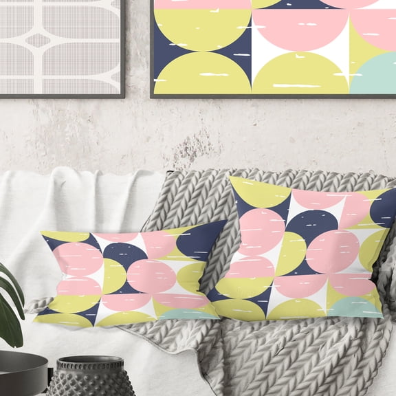 Designart Retro Pastel Circular Pattern I' Mid-Century Modern Throw Pillow - 18x18