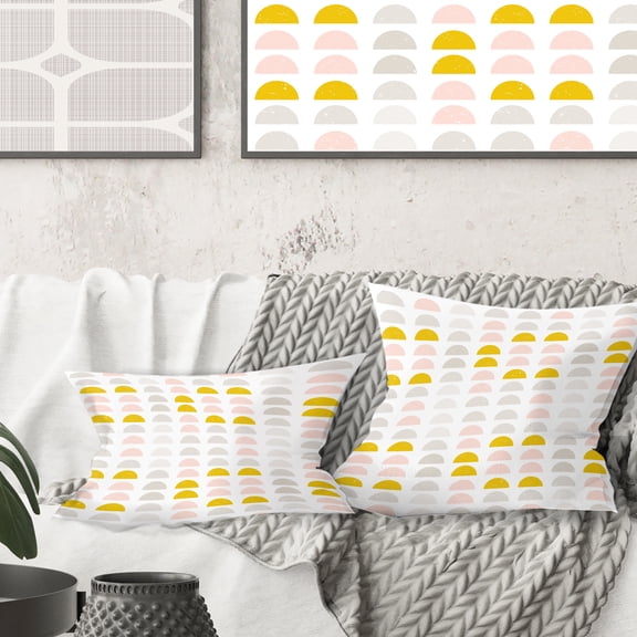 Designart Retro Pastel Circular Pattern III' Mid-Century Modern Throw Pillow - 18x18