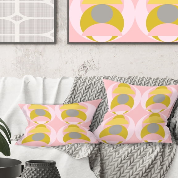 Designart Retro Pastel Circular Pattern IV' Mid-Century Modern Throw Pillow - 16x16