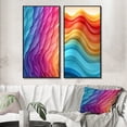 thumbnail image 1 of Designart "Retro Pastel Waves Futuristic Abstraction II" Abstract Shapes Framed Wall Art Set Of 2 - Transitional Multicolor Gallery Wall Frame Set For Home Decor, 1 of 6