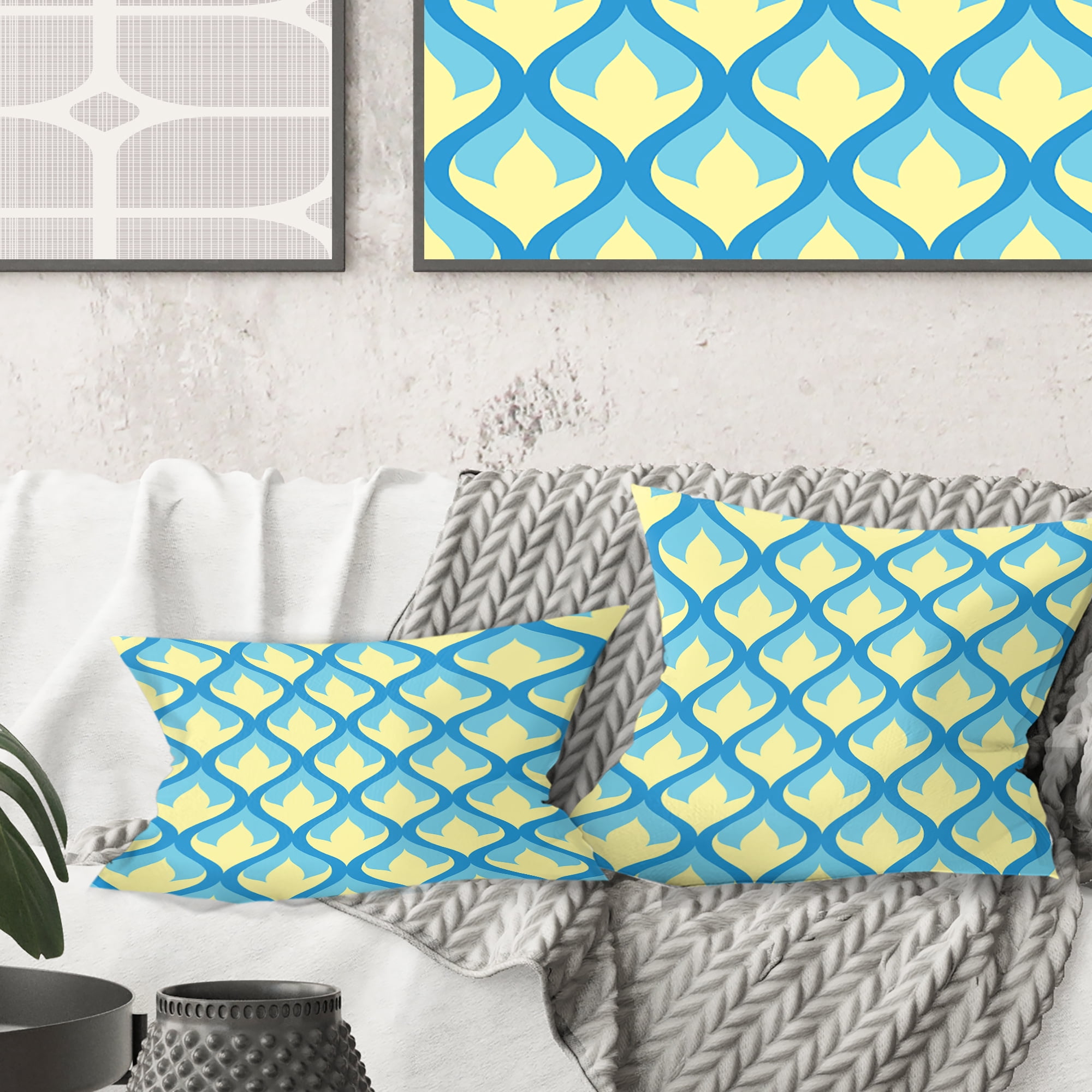 Designart Retro Pattern Abstract Design IX' Mid-Century Modern Throw Pillow - 16x16