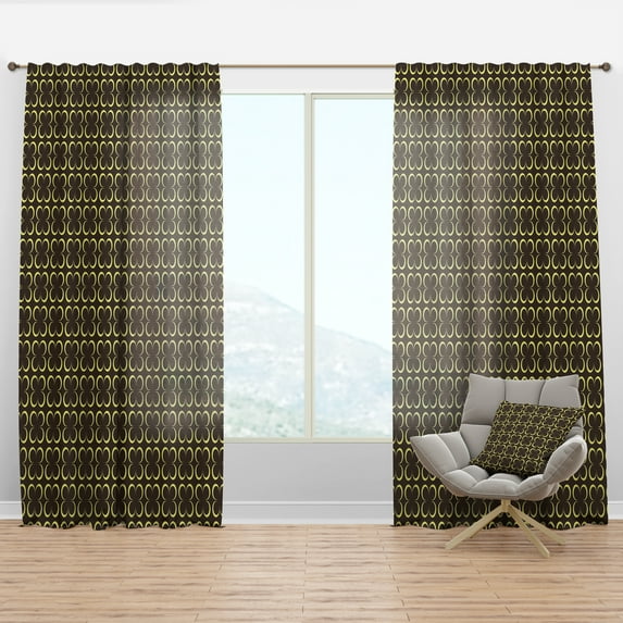 Designart 'Retro Pattern Over Floral II' Mid-Century Modern Curtain Panel