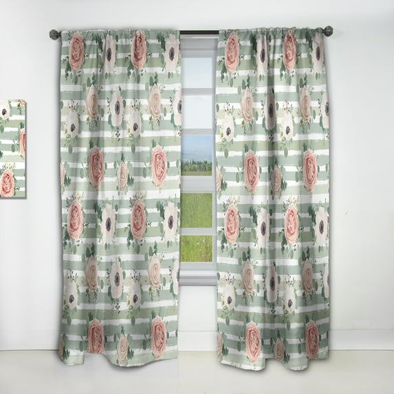 Designart 'Retro Pattern Over Floral III' Mid-Century Modern Curtain Panel