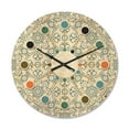 thumbnail image 1 of Designart 'Retro Pattern Over Floral V' Mid-Century Modern Wood Wall Clock, 1 of 5