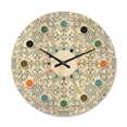 thumbnail image 1 of Designart 'Retro Pattern Over Floral V' Mid-Century Modern Wood Wall Clock, 1 of 5