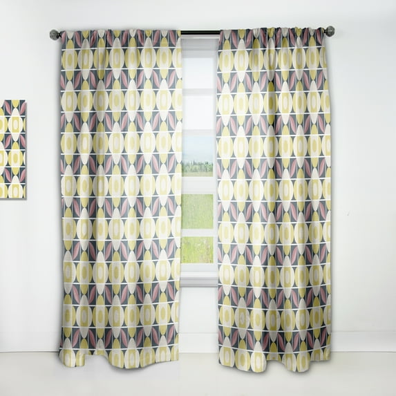Designart 'Retro Pattern With mosaic style' Mid-Century Modern Curtain Panel
