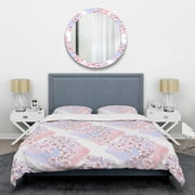 Designart Retro Pink Flower Pattern I Mid-Century Modern Duvet Cover Set