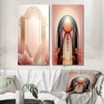 thumbnail image 1 of Designart "Retro Pink Gold Art Nouveau Elegance II" Modern Geometric Wall Art Set Of 2 - Modern Pink Gallery Set For Office Decor, 1 of 6