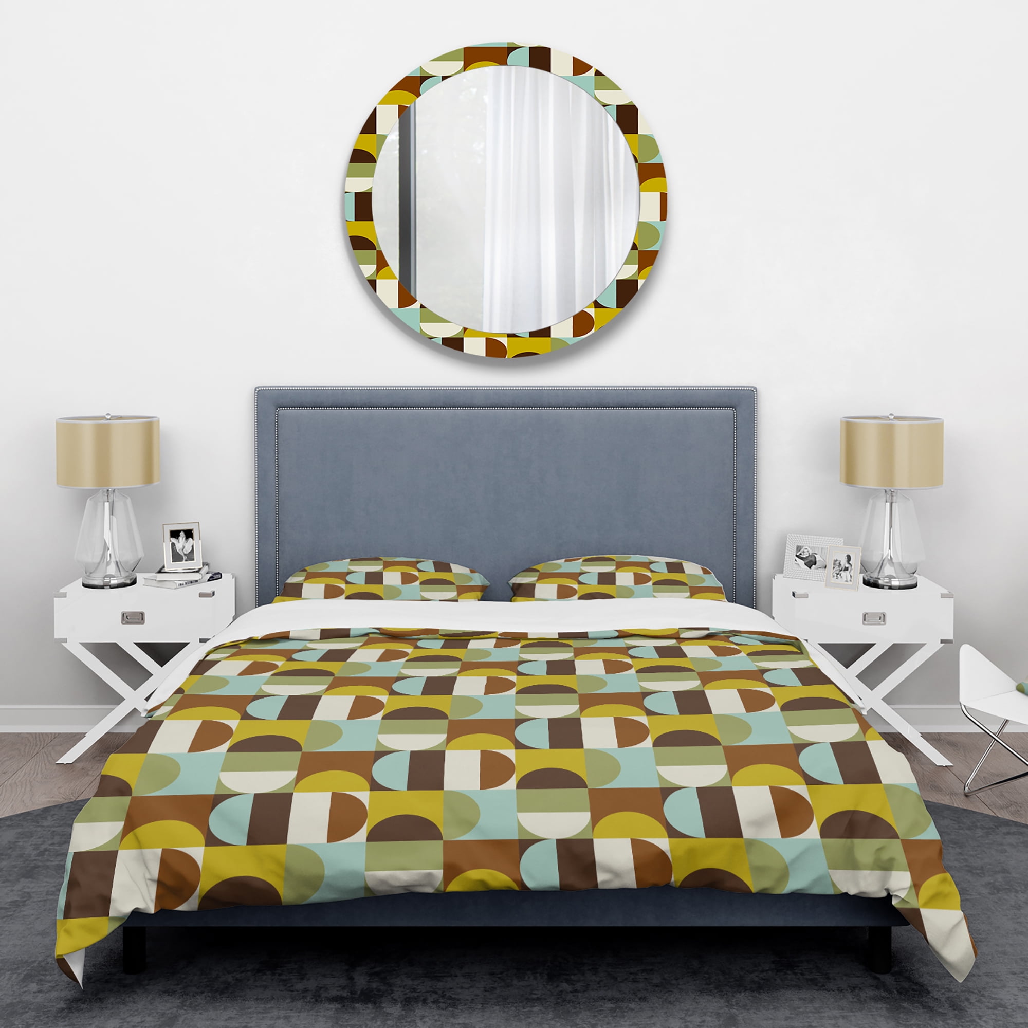 Designart 'Retro Polka Dots I' Mid-Century Modern Duvet Cover Set