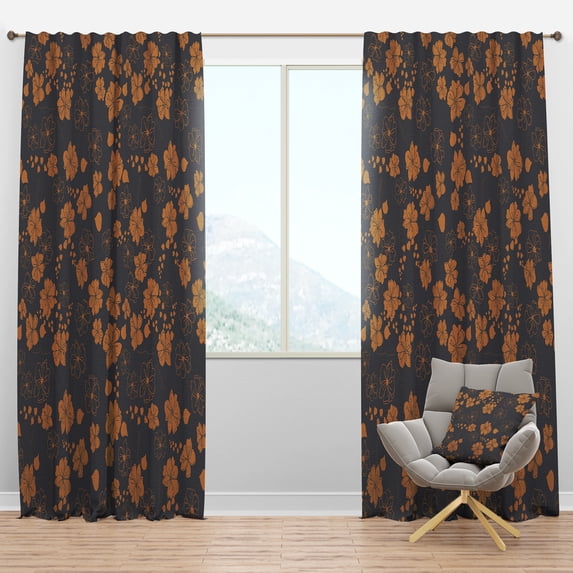 Designart 'Retro Poppies II' Mid-Century Modern Blackout Curtain Panel