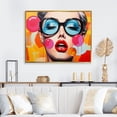 thumbnail image 1 of Designart "Retro Portrait Pop Art Bubble Vibes II" People Floater Framed Wall Decor, 1 of 7