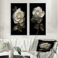 thumbnail image 1 of Designart "Retro Portrait White Rose on Black II" Rose Framed Wall Art Set Of 2 - Traditional White Framed Wall Art Set Of 2, 1 of 6