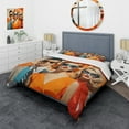thumbnail image 1 of Designart "Retro Portraits Mid Century Orange Nostalgia II" Fashion Bedding Covert Set - Abstract Midcentury Orange Abstract Bed Set With 1 Sham, 1 of 6