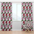 thumbnail image 1 of Designart 'Retro Red and Pink Roses' Mid-Century Modern Blackout Curtain Panel, 1 of 4
