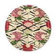 thumbnail image 1 of Designart 'Retro Red and Pink Roses' Mid-Century Modern Wood Wall Clock, 1 of 5