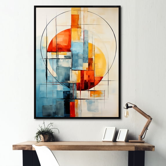 Designart "Retro Reflections Colorful Mid Century Vibes I" Abstract Floater Framed Canvas Print