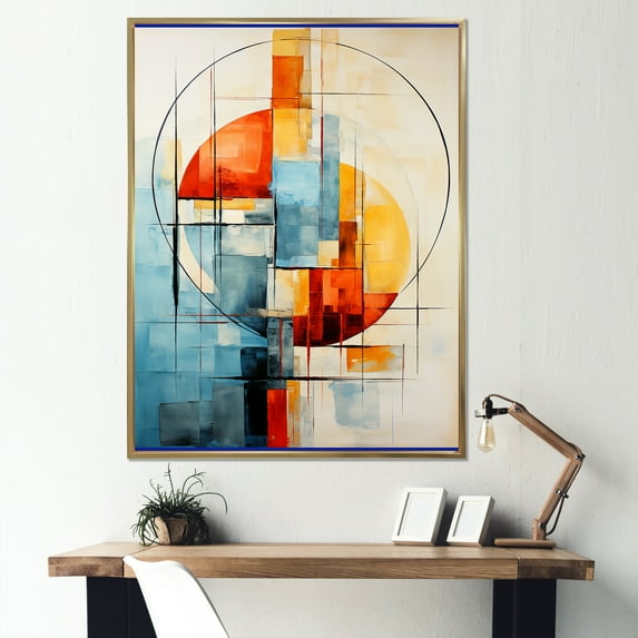 Designart "Retro Reflections Colorful Mid Century Vibes I" Abstract Floater Framed Canvas Print