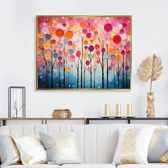 Designart "Retro Reflections Colorful Mid Century Vibes V" Mid-century Floater Framed Wall Art Print