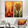 thumbnail image 1 of Designart "Retro Reverie Goddess in Dreamy Colors II" Fashion Woman Framed Wall Art Set Of 2 - Glam Red Gallery Wall Frame Set For Home Decor, 1 of 6