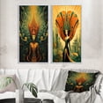 thumbnail image 1 of Designart "Retro Reverie Goddess in Dreamy Colors III" Fashion Woman Framed Wall Art Set Of 2 - Glam Brown Frame Gallery Set For Office Decor, 1 of 6