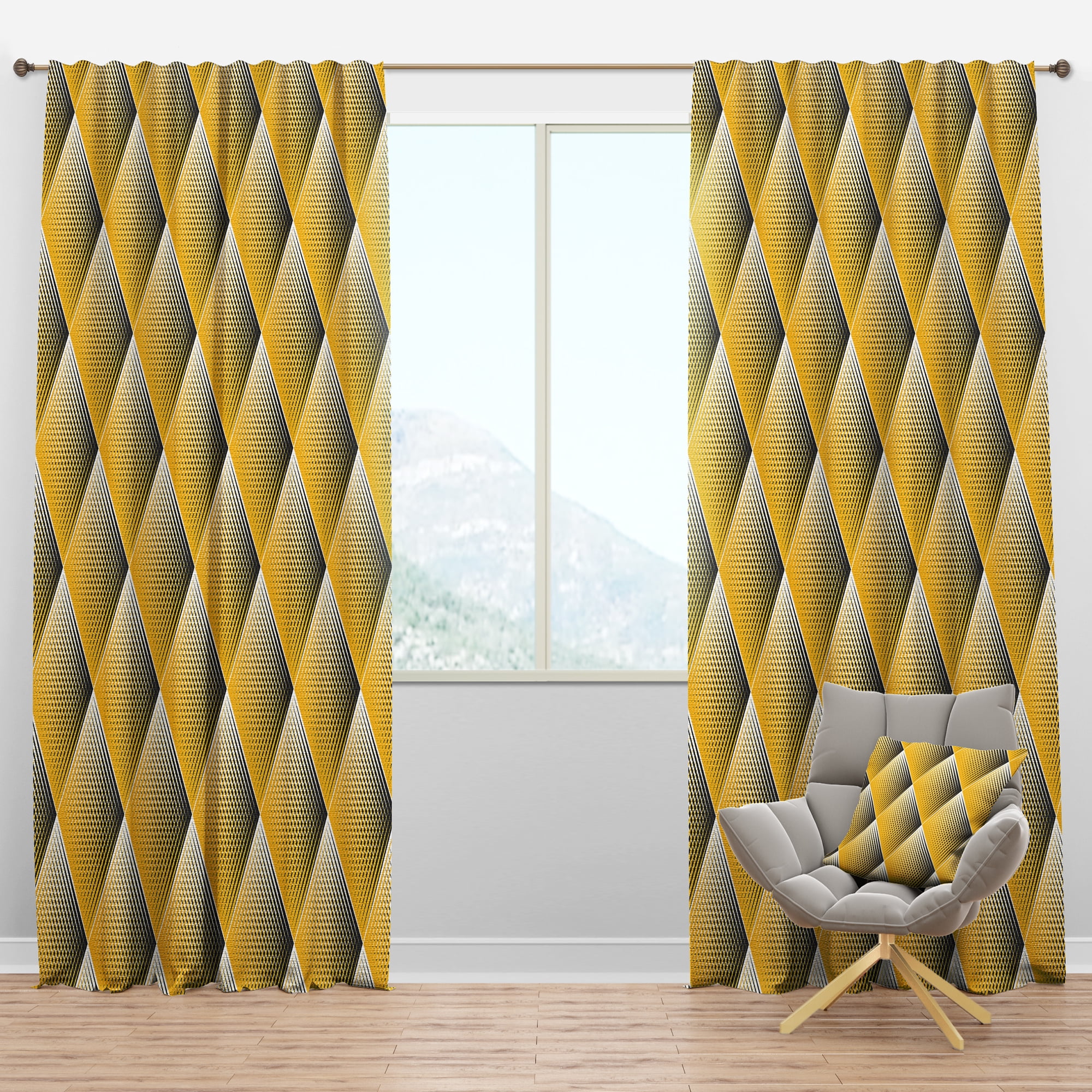 Designart 'Retro Rhombus Geometric ' Mid-Century Modern Blackout Curtain Panel