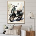 thumbnail image 1 of Designart "Retro Riding on a Scooter I" Scooter Floater Framed Canvas Print, 1 of 7
