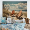 thumbnail image 1 of Designart "Retro Seashore Seating" Nautical & Beach Print on Natural Pine Wood, 1 of 5