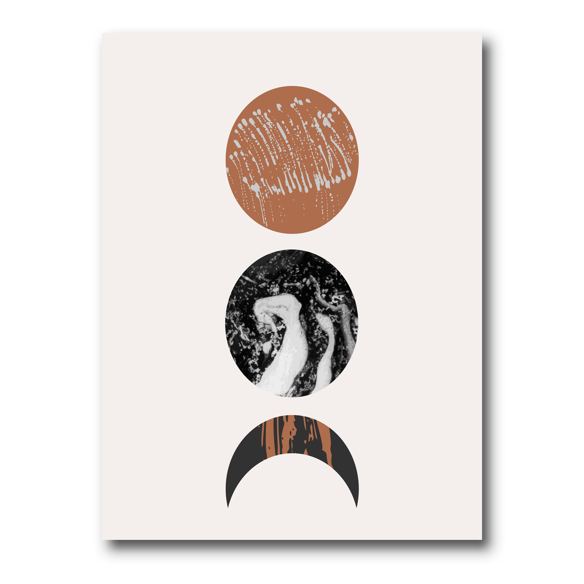 Designart ' Retro Shapes Abstract Moons and Suns ' Modern Canvas Wall Art Print