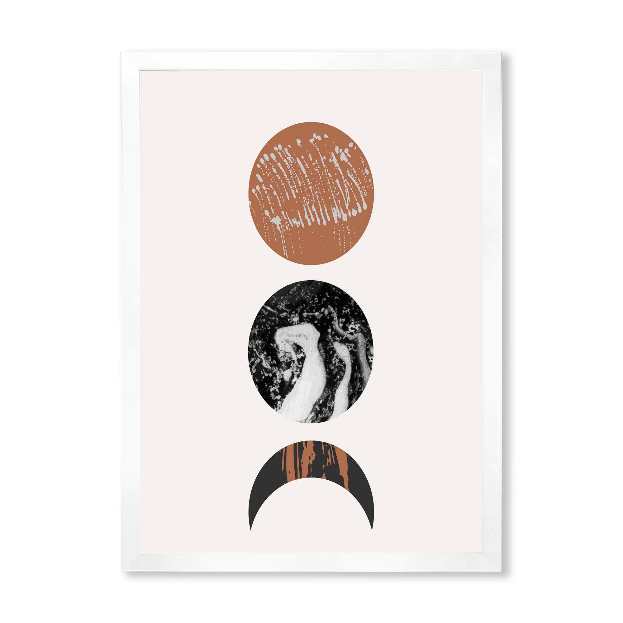 Designart 'Retro Shapes Abstract Moons and Suns' Modern Framed Art Print