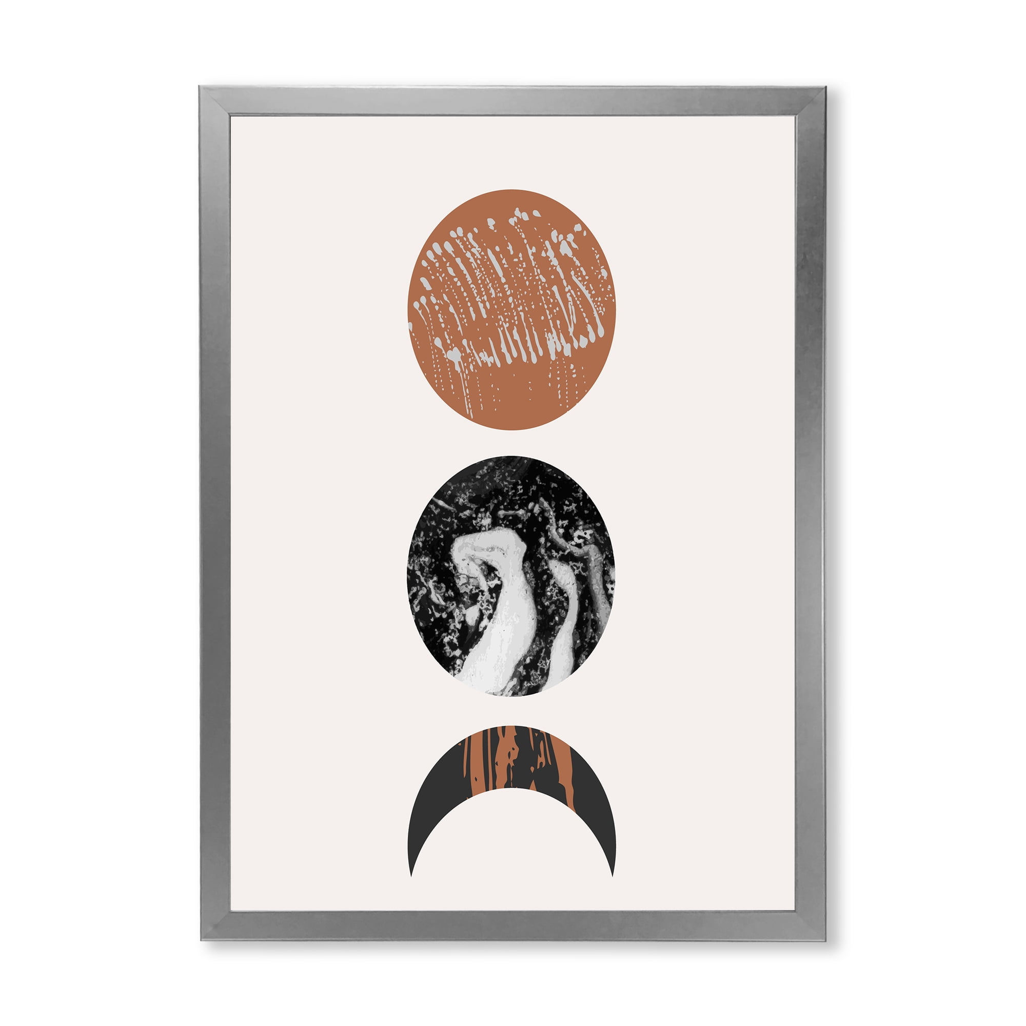 Designart 'Retro Shapes Abstract Moons and Suns' Modern Framed Art Print