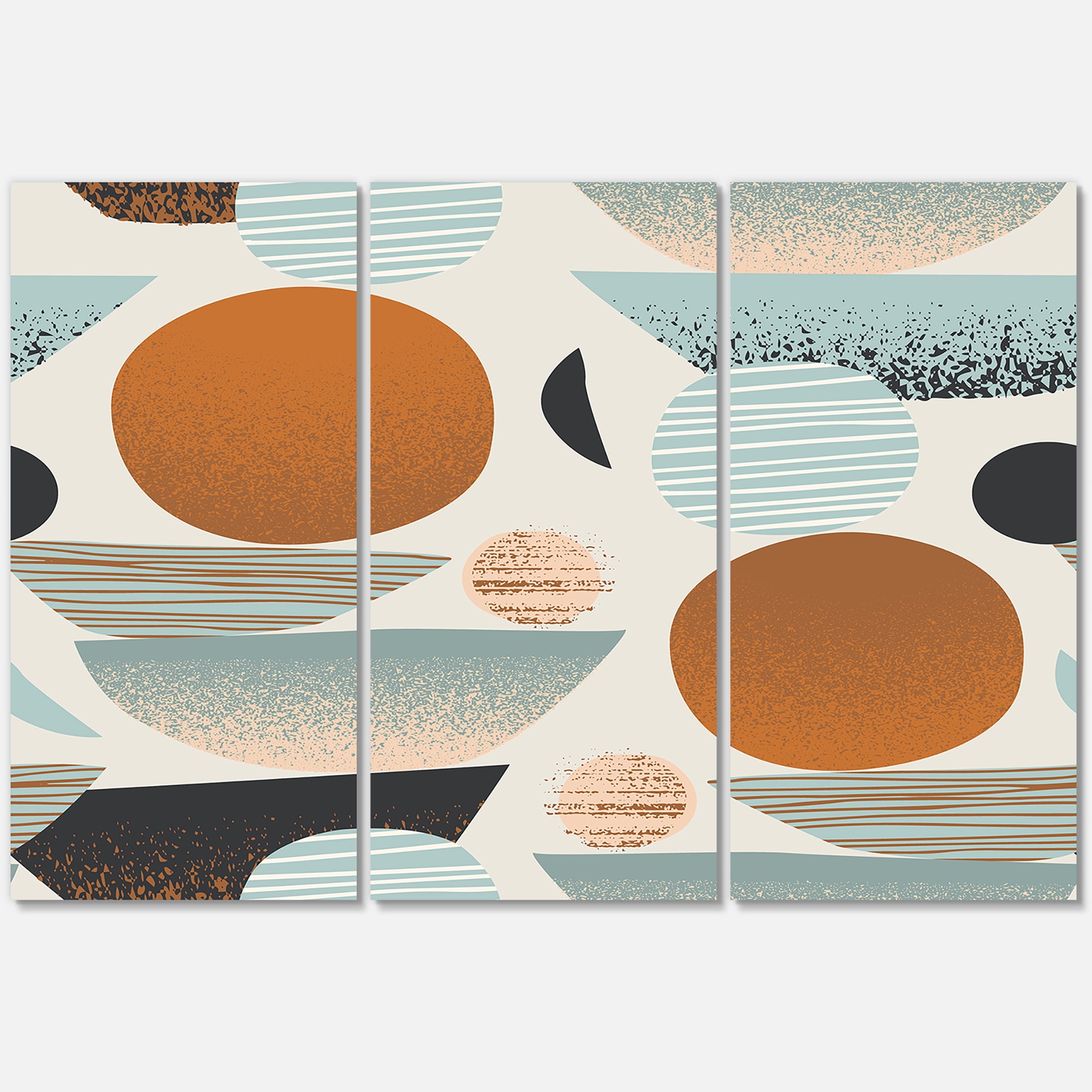 Designart ' Retro Shapes With Abstract Moons and Suns I ' Modern Canvas Wall Art Print