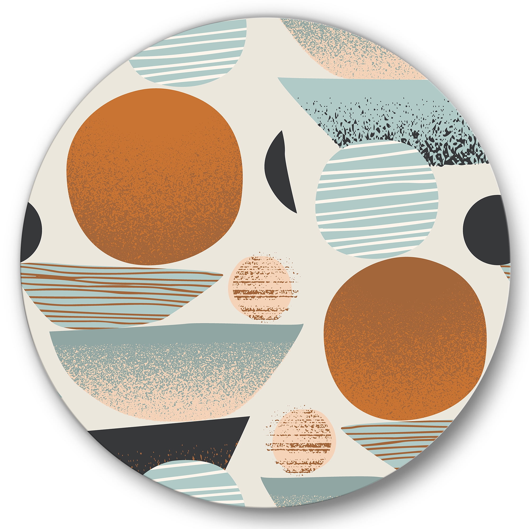 Designart 'Retro Shapes With Abstract Moons and Suns I' Modern Circle Metal Wall Art 23x23 - Disc of 23