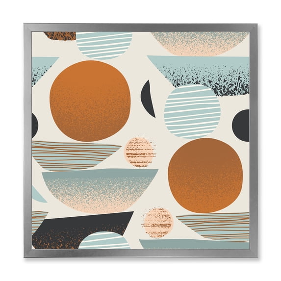 Designart 'Retro Shapes With Abstract Moons and Suns I' Modern Framed Art Print