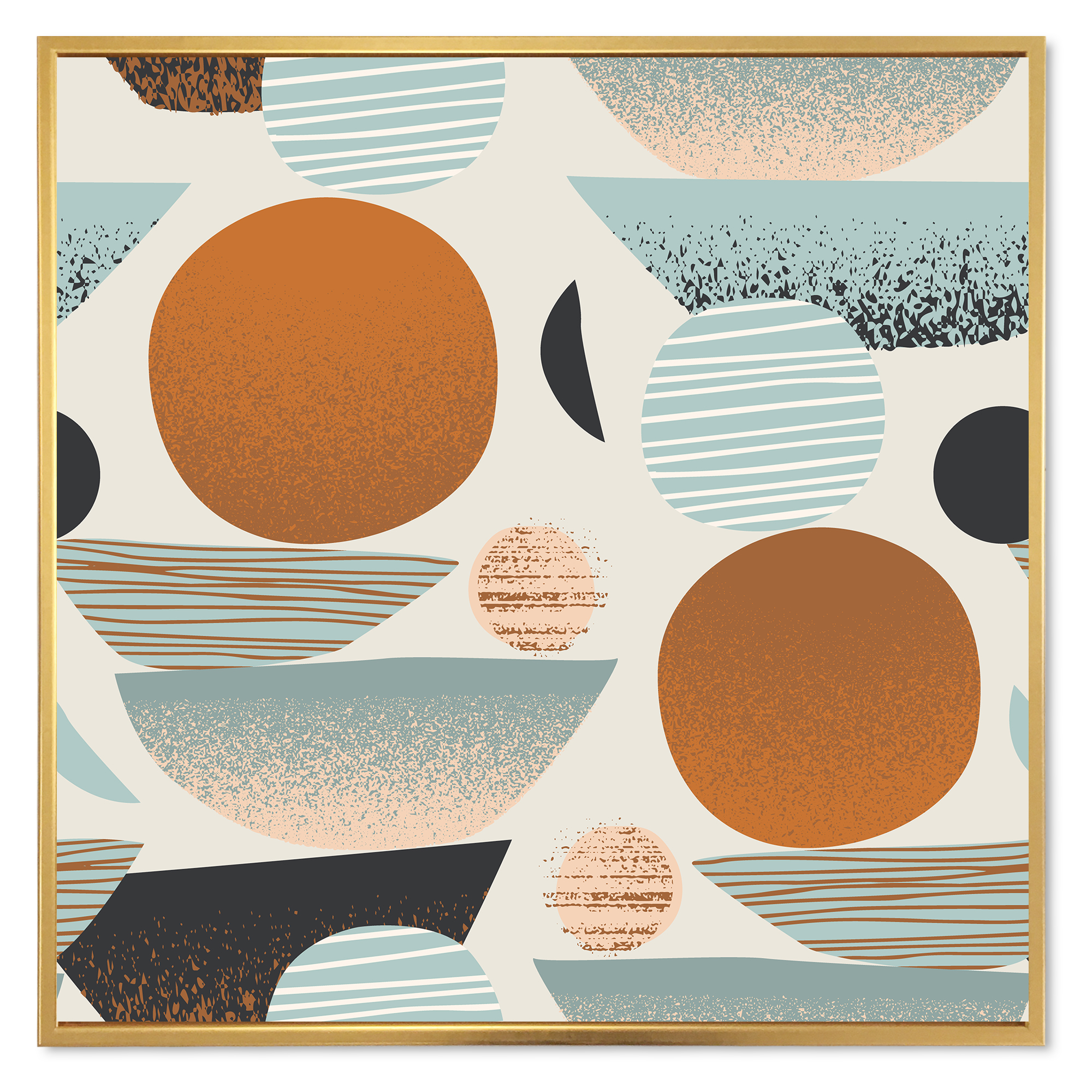 Designart 'Retro Shapes With Abstract Moons and Suns I' Modern Framed Canvas Wall Art Print