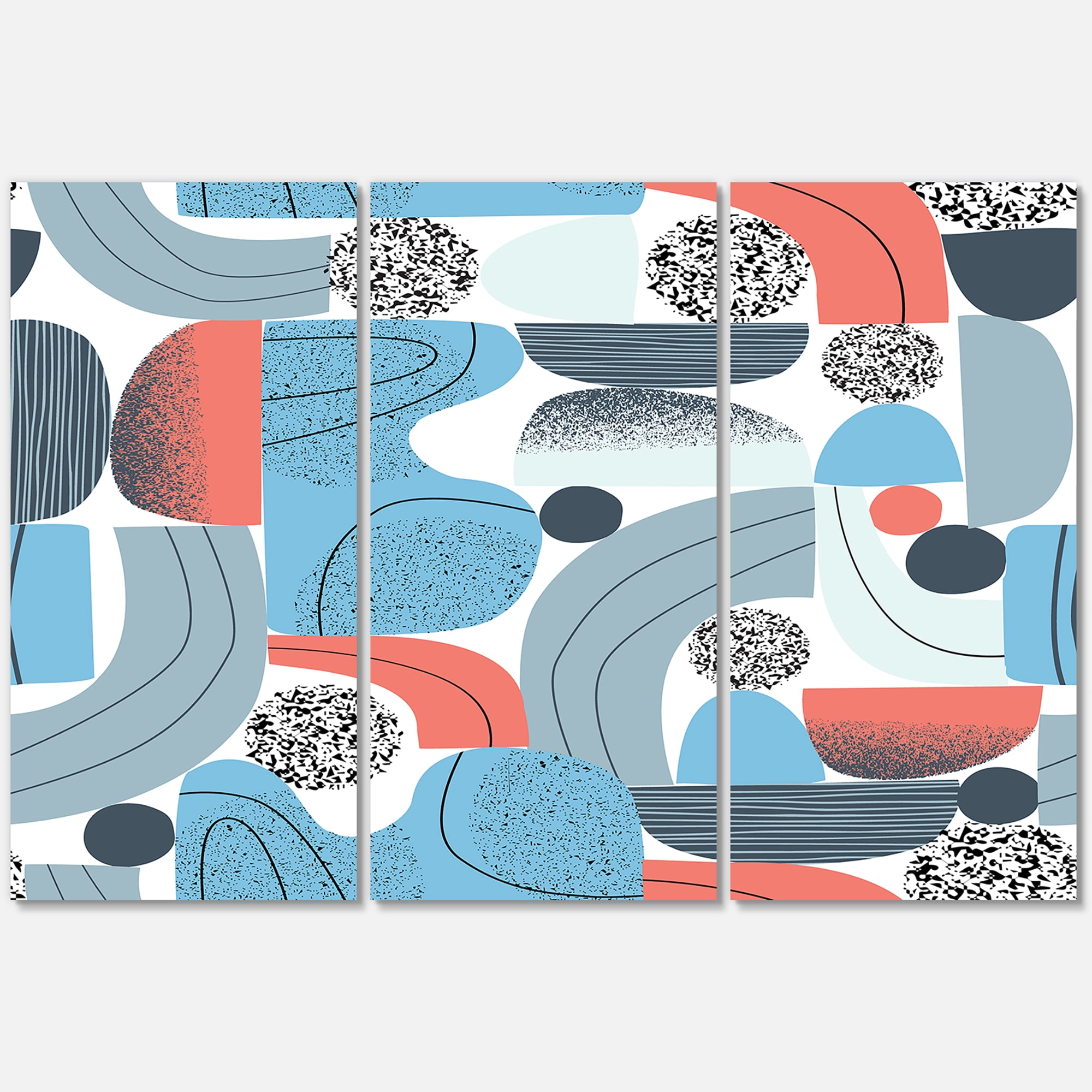 Designart ' Retro Shapes With Abstract Moons and Suns II ' Modern Canvas Wall Art Print