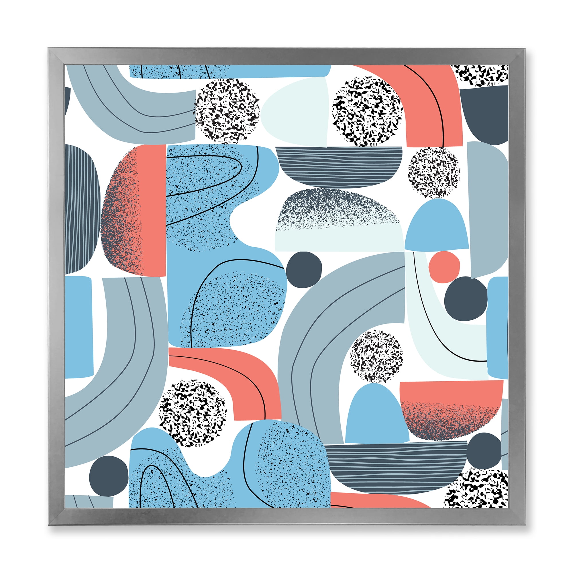 Designart 'Retro Shapes With Abstract Moons and Suns II' Modern Framed Art Print
