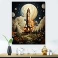 thumbnail image 1 of Designart "Retro Space Impressions" Rocketship Wall Decor, 1 of 7